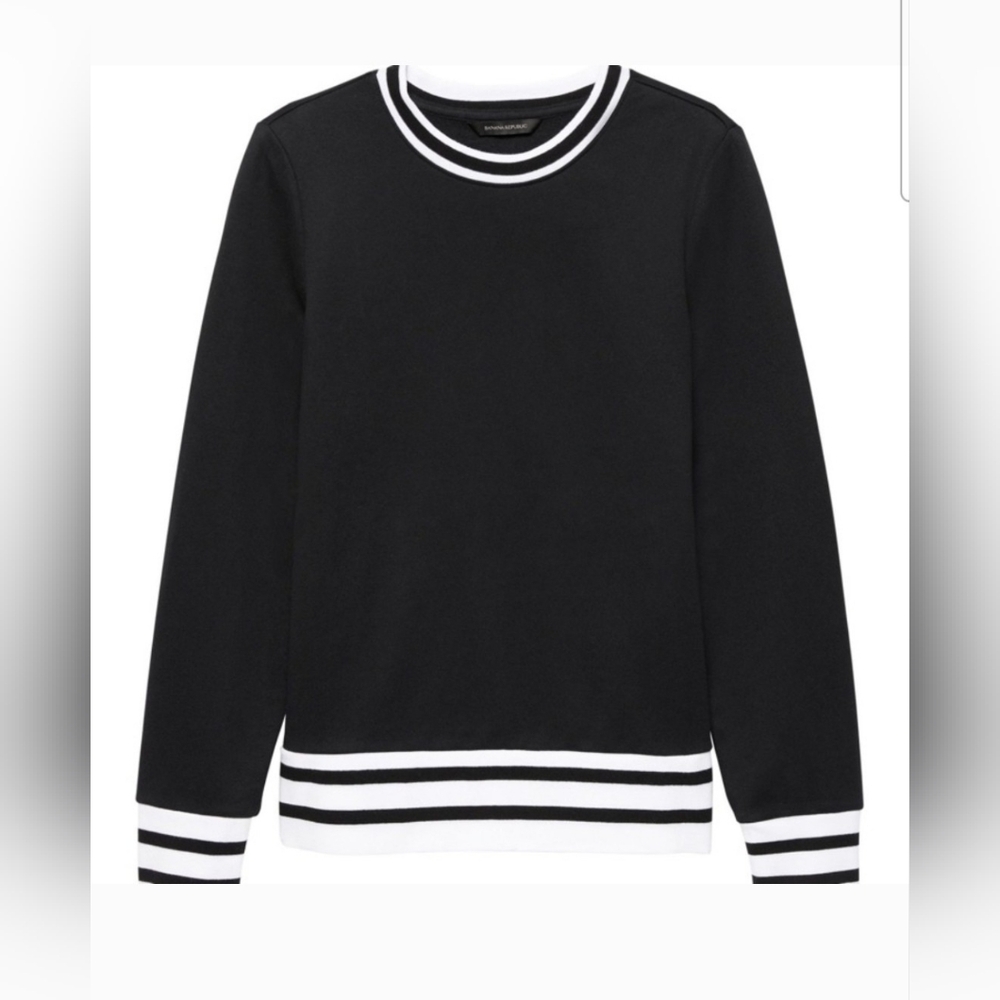 NWOT Banana Republic Black and White Preppy Crewneck Sweatshirt